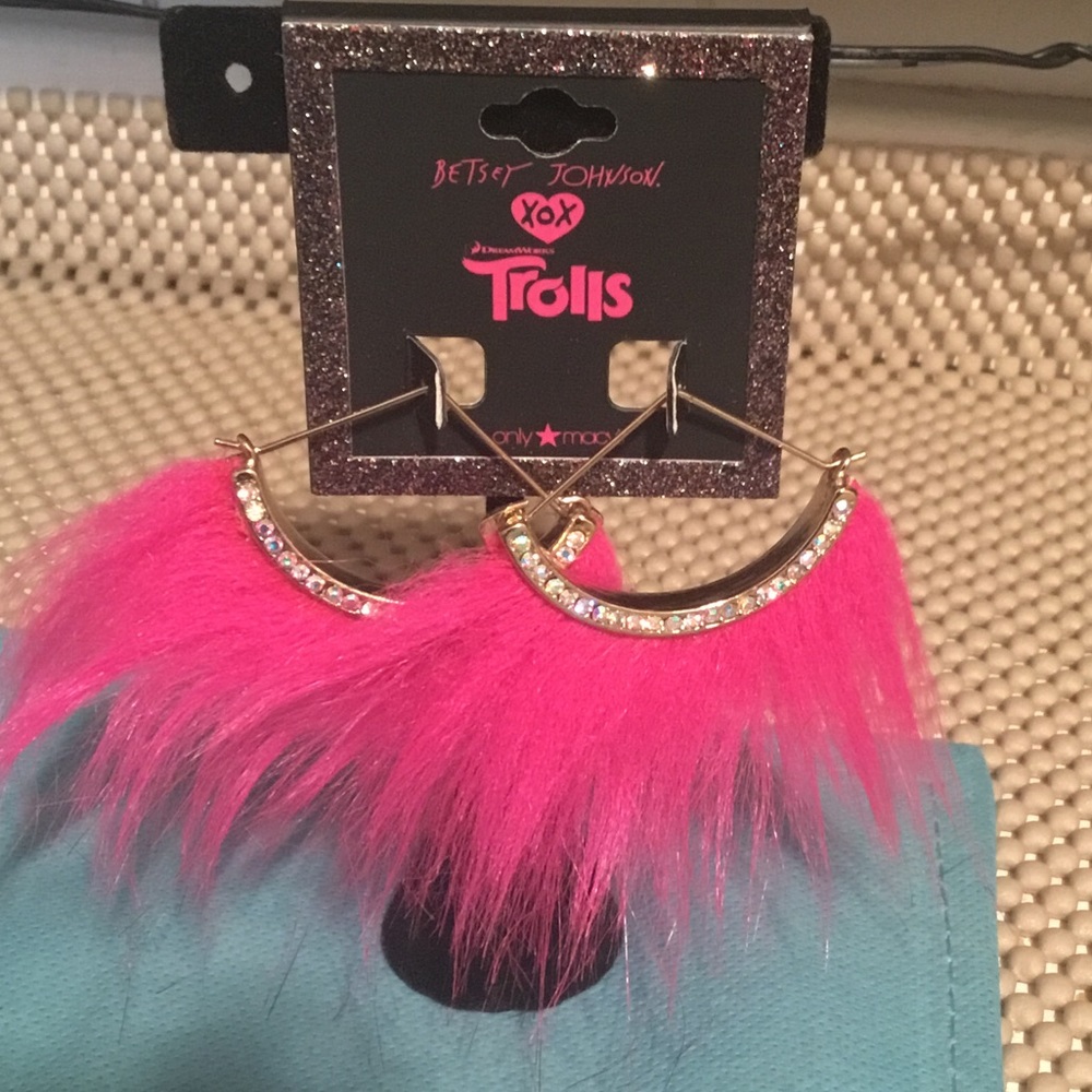 💕$29 SALE Betsey Johnson hot pink troll earrings